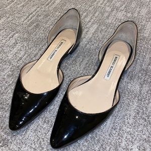 Manila Blahnik 37.5 black pointed flats